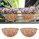 LaLaGreen Fence Wall Planter (14 in, 2 Pack) White Coco Liner Patio Pots