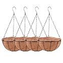 LaLaGreen Outdoor Hanging Baskets (8 in, 4 Pack) Black Coco Liner Planters