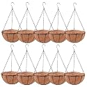 LaLaGreen Round Hanging Baskets (12 in, 10 Pack) Black Coco Liner Planters