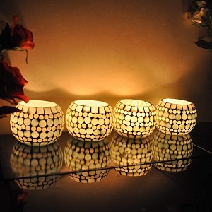 lalhaveli home living room bedroom decor mosaic candle holder tea light candle holder votive light 3x3 inch multi-9 3