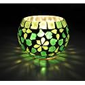 Lalhaveli Home Living Room Bedroom Decor Mosaic Candle Holder Tea Light Candle Holder Votive Light (3x3 Inch) (Multi Color) 1 Pcs
