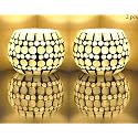 Lalhaveli Home Living Room Bedroom Decor Mosaic Candle Holder Tea Light Candle Holder Votive Light (3x3 Inch) (Multi Color) Set of 2 Pcs
