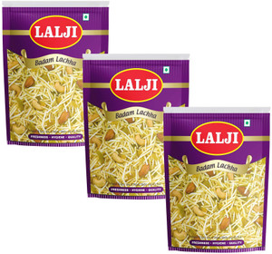 lalji badam lachha 12kg 400gm x 3 bikaneri namkeen spicy and crispy healthy snack badam lachha 3 x 400 g