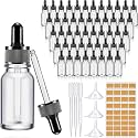 Lallisa 100 Pack Essential Oil Dropper Bottle 15 ml (1/2 Oz) Glass Dropper Bottles DIY for DIY Essential Oil Perfume with 5 Funnels 5 Pipettes 3ml 100 Labels for Bathrooms, Hotels, Labs (Clear)