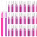 Lallisa 100 Pieces Micro Eyebrow Spoolie Brush with Cap, Pink, Purple