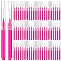 Lallisa 100 Pieces Micro Eyebrow Spoolie Brush with Cap, Pink