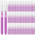 Lallisa 100 Pieces Micro Eyebrow Spoolie Brush with Cap, Purple