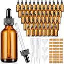 Lallisa 48 Pack 2oz Amber Glass Bottles with Glass Eye Droppers