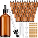 Lallisa 48 Pack 4oz Amber Glass Bottles with Glass Eye Droppers