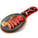 Lallisa Cast Iron Fajita Skillet, Wooden Tray, Protective Mitt, 1 Set
