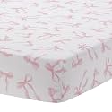 Lambs &amp; Ivy Coquette Bows Aesthetic Pink Cotton Baby Fitted Crib Sheet