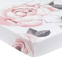 Lambs &amp; Ivy Floral Garden Pink/White Watercolor Cotton Baby Fitted Crib Sheet
