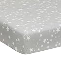 Lambs &amp; Ivy Milky Way Gray/White Stars 100% Cotton Baby Fitted Crib Sheet