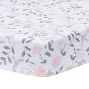 Lambs &amp; Ivy Petals White/Pink/Gray Floral 100% Cotton Fitted Crib/Toddler Sheet