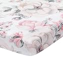 Lambs &amp; Ivy Signature Botanical Baby Watercolor Floral Cotton Crib Sheet- White
