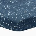 Lambs &amp; Ivy Sky Rocket Blue Stars/Galaxy/Space Cotton Fitted Crib Sheet