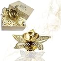 Lamina Decorative Brass Diya for Puja (Set of 1 Small 3.5inch Golden Star Leaf) Center Wick Holder Pital Akhand Deep Vilakku for Home Décor, Daily/Festive Worship, Housewarming, Marriage &amp; Return Gift