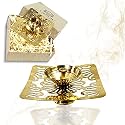Lamina Decorative Brass Diya for Puja (Set of 2 Small 3inch Golden Square Net) Center Wick Holder Pital Akhand Deep Vilakku for Home Décor, Daily/Festive Worship, Housewarming, Marriage &amp; Return Gift