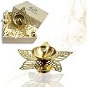 Lamina Decorative Brass Diya for Puja (Set of 10 Small 3.5” Golden Star Leaf) Center Wick Holder Pital Akhand Deep Vilakku for Home Décor, Daily/Festive Worship, Housewarming, Marriage &amp; Return Gift