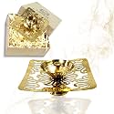 Lamina Decorative Brass Diya for Puja (Set of 1 Small 3inch Golden Square Net) Center Wick Holder Pital Akhand Deep Vilakku for Home Décor, Daily/Festive Worship, Housewarming, Marriage &amp; Return Gift