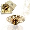 Lamina Decorative Brass Diya for Puja (Set of 5 Small 3inch Golden Round Net) Center Wick Holder Pital Akhand Deep Vilakku for Home Décor, Daily/Festive Worship, Housewarming, Marriage &amp; Return Gift