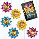 Lamina Set of 1BOX Lotus Shaped Small Brass Diya for Puja (6Diyas 3inch Multicolor Petals) Center Wick Holder Pital Akhand Deep Vilakku for Home Décor, Worship, Housewarming, Marriage &amp; Return Gift