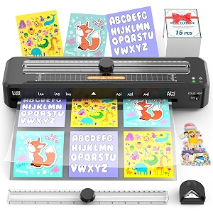 laminator a3 for a3 a4 a5 a6 a7 with paper cutter corner round laminating pouches 15 pieces abs anti-jam ntc control scale line hot cold 90s preheating time laminating machines for teachers home