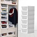Stackable Wardrobe Organizer for Clothes - Multipurpose Foldable Plastic Closet Storage Organizer for Kitchen, Bedroom, Bathroom (Pack of 10, White)