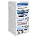 Stackable Wardrobe Organizer for Clothes - Multipurpose Foldable Plastic Closet Storage Organizer for Kitchen, Bedroom, Bathroom (Pack of 4, White)