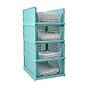 Stackable Wardrobe Organizer for Clothes - Multipurpose Foldable Plastic Closet Storage Organizer for Kitchen, Bedroom, Bathroom (Pack of 12, Blue)