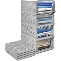 Stackable Wardrobe Organizer for Clothes - Multipurpose Foldable Plastic Closet Storage Organizer for Kitchen, Bedroom, Bathroom (Pack of 6, Grey)