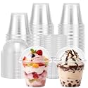 Lamosi 9 oz Plastic Cups with Lids 50 Pack, Disposable Clear Cups with Lid