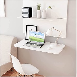 foldable wall mounted study table laptop computer office wall-mounted setup including hinges screws and screw plugs 16 x 24 inch glossy white
