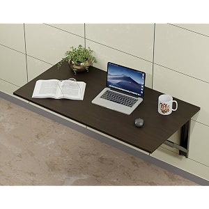 foldable wall mounted study table for laptop computer office wall-mounted setup including hinges screws and screw plugs 185 x 285 inch wallnut