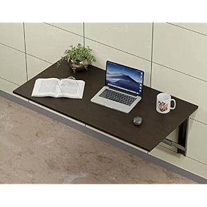 foldable wall mounted study table lapto computer office wall-mounted setup including hinges screws and screw plugs 16 x32 inch wallnut