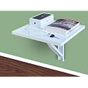 Foldable Wall Mounted Study Table| Laptop, Computer, Office Wall-Mounted Setup Including Hinges, Screws and Screw Plugs (14 x 14 inch Glossy White)
