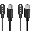 Lamshaw Compatible for WamGra Open Ear Headphones Charging Cable, Magnetic Replacement Charging Cable Compatible with WamGra T18 Open Ear Headphones (Black+Black, Type C)