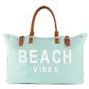 Lamyba Beach Bag with Vegan Leather Handle, Extra Large Beach Bag for Women Waterproof Sandproof, White