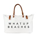 Lamyba Beach Bag with Vegan Leather Handle, Extra Large Beach Bag for Women Waterproof Sandproof