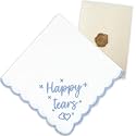 Lamyba Bride Gifts – Something Blue Gift for Bride, Wedding Handkerchief for bride Embroidered Happy Tears Handkerchief