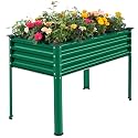 Land Guard Galvanized Large Metal Raised Garden Bed with Legs for Vegetables (Green)
