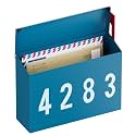 LAND·VOI Wall-Mount Mailbox with One Flag Kit and Three Sets of 0-9 Mailbox Number Stickers, Mailboxes for Outside, Galvanized Steel Rust-Proof Metal Post Box, 4.33" Dx14.2 Wx10.43 H, Blue