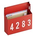 LAND·VOI Wall-Mount Mailbox with One Flag Kit and Three Sets of 0-9 Mailbox Number Stickers, Mailboxes for Outside, Galvanized Steel Rust-Proof Metal Post Box, 4.33" Dx14.2 Wx10.43 H, Red