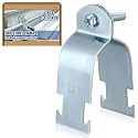 Landhoow Emt Pipe Universal Strut Clamps Strut Channel Accessory Electro Galvanized Conduit Clamp with Bolt and Nut, Rigid Pipe Tool(1-1/2 Inch,Silver,1 Pcs)