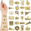 Landhoow Gold Black 240 Pcs School Spirit Tattoos Football Spirit Item