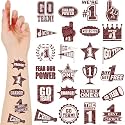 Landhoow Maroon 240 Pcs School Spirit Tattoos Football Spirit Item