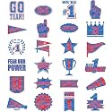 Landhoow Red Blue 240 Pcs School Spirit Tattoos Football Spirit Item