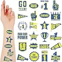 Landhoow Yellow Blue 240 Pcs School Spirit Tattoos Football Spirit Item