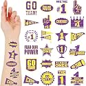 Landhoow Yellow Purple 240 Pcs School Spirit Tattoos Football Spirit Item
