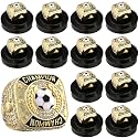 Landical 12 Pcs Soccer Championship Rings with Display Stand Chain